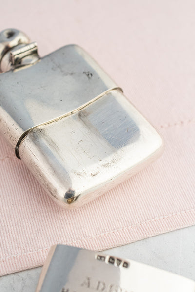 Edwardian 1907 Sterling Silver Harcourt House Flask with Cup