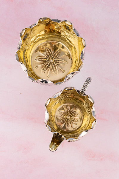 Victorian English Silverplate Milk and Sugar Set in Stand