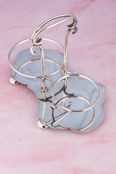 Victorian English Silverplate Milk and Sugar Set in Stand