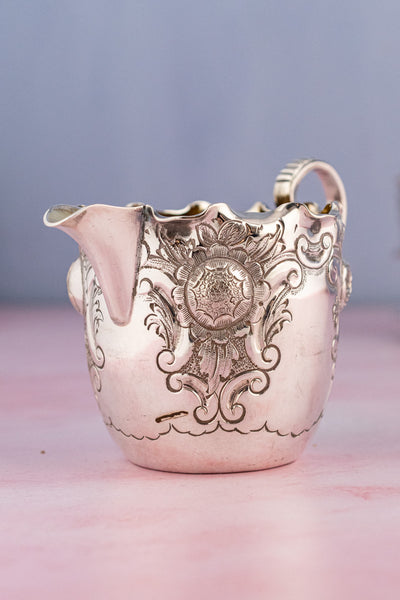 Victorian English Silverplate Milk and Sugar Set in Stand