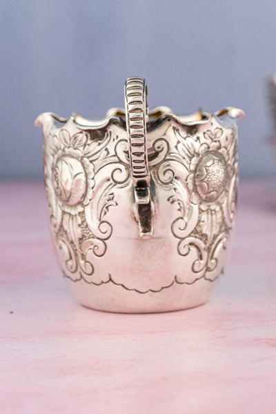 Victorian English Silverplate Milk and Sugar Set in Stand