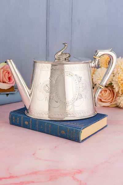 Antique English Silverplate Swan Teapot | P.O.S.H.