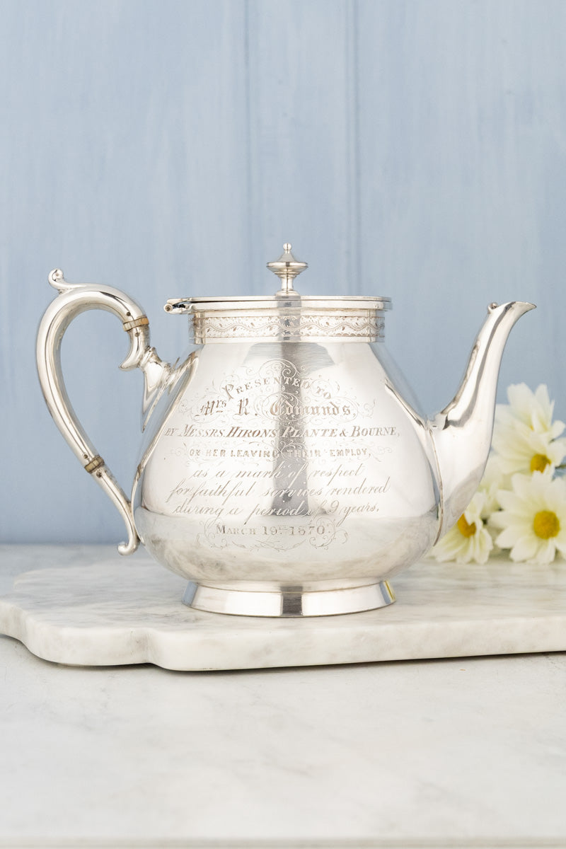 Antique English Victorian Silverplate Teapot
