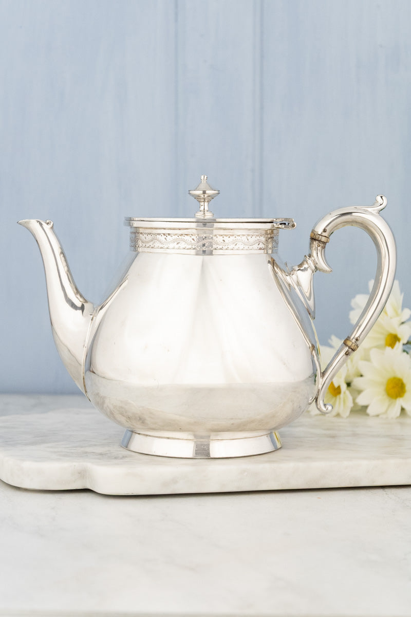 Antique English Victorian Silverplate Teapot