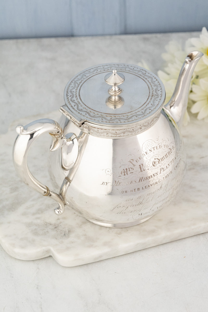 Antique English Victorian Silverplate Teapot