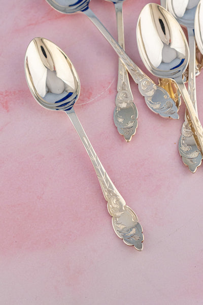 Antique English Silverplate & Mother of Pearl Tea Cutlery for 12