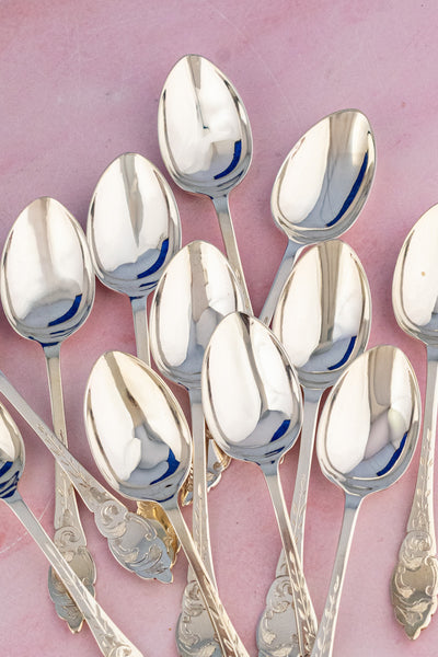 Antique English Silverplate & Mother of Pearl Tea Cutlery for 12