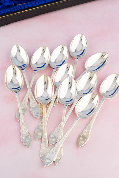 Antique English Silverplate & Mother of Pearl Tea Cutlery for 12