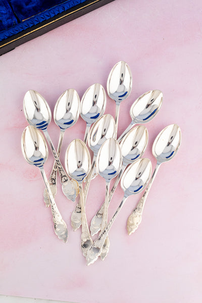 Antique English Silverplate & Mother of Pearl Tea Cutlery for 12