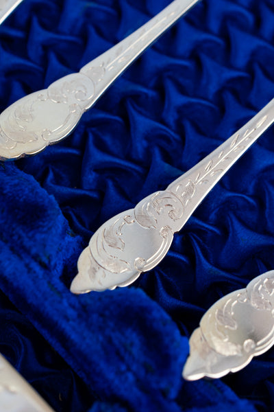 Antique English Silverplate & Mother of Pearl Tea Cutlery for 12