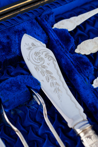 Antique English Silverplate & Mother of Pearl Tea Cutlery for 12