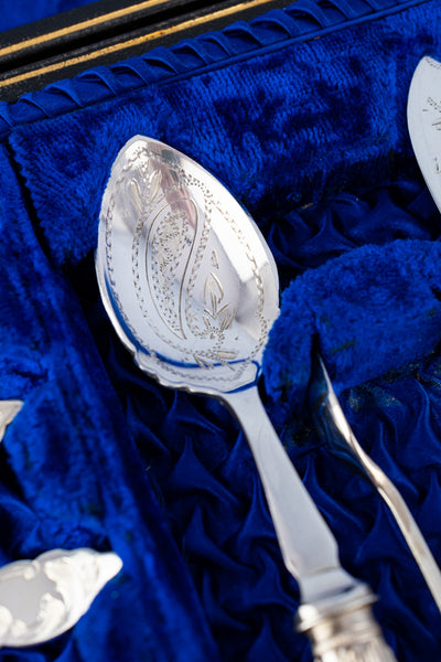 Antique English Silverplate & Mother of Pearl Tea Cutlery for 12