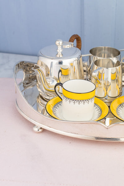 Antique English Silverplate & Porcelain Coffee & Tea Service