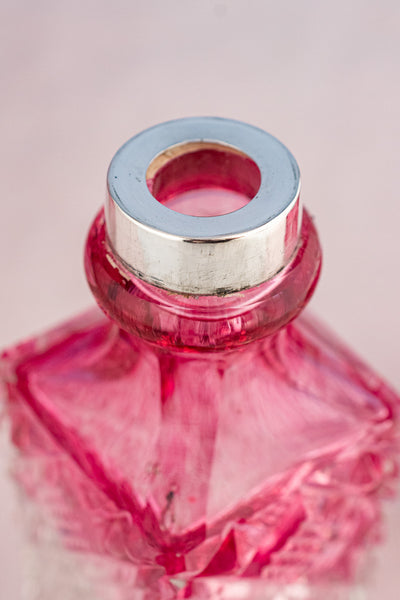 Antique English Silverplate & Blush Cut Crystal Condiment Stand