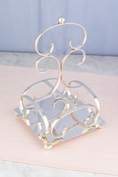 Antique English Silverplate & Blush Cut Crystal Condiment Stand