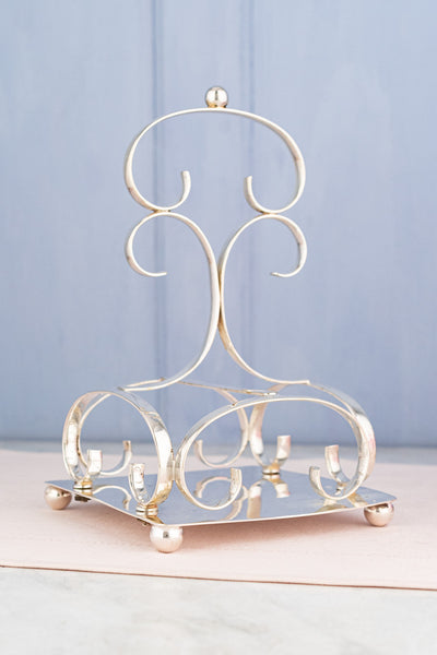 Antique English Silverplate & Blush Cut Crystal Condiment Stand