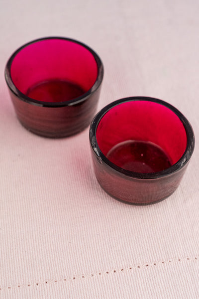 Antique English Silverplate and Cranberry Glass Salier Set