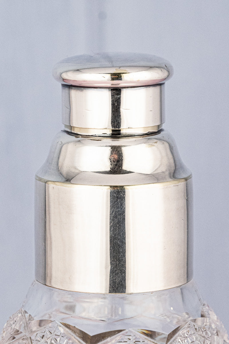 Antique English Silverplate and Crystal Cocktail Shaker