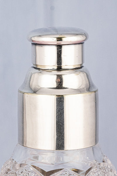 Antique English Silverplate and Crystal Cocktail Shaker