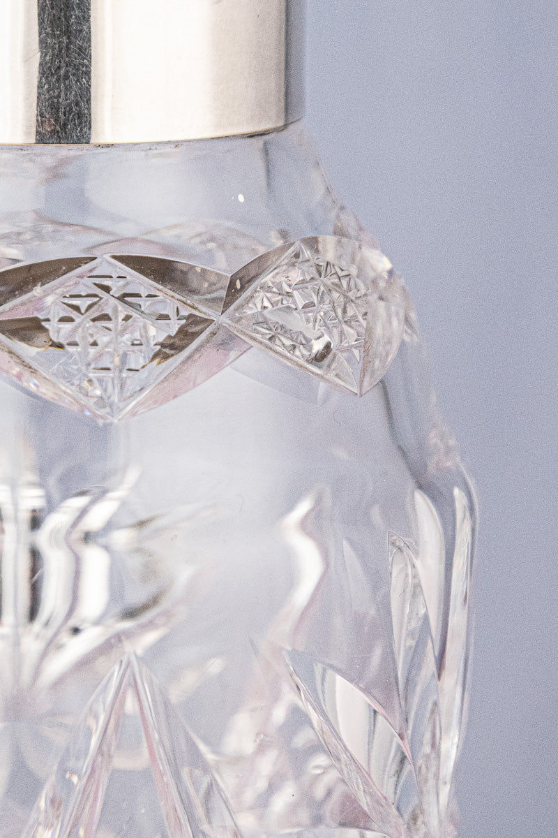 Antique English Silverplate and Crystal Cocktail Shaker