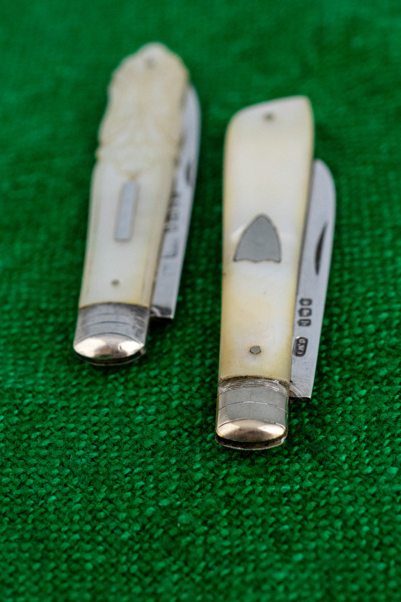 Antique English Sterling Silver and Mother of Pearl Pocket Knife, image 3 of 14