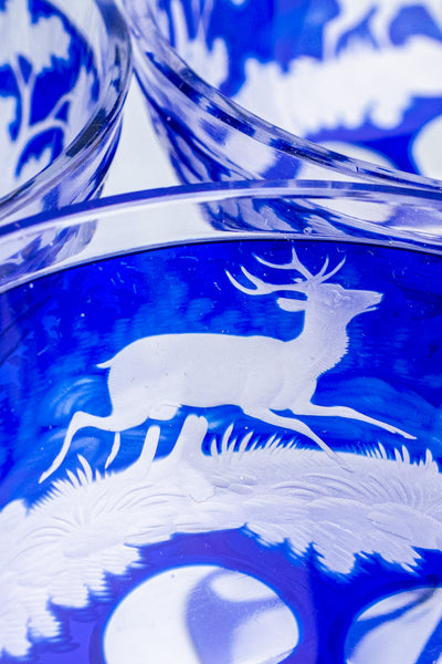 Antique Etched Cobalt Coupe - Set of 10