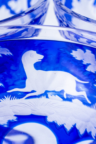 Antique Etched Cobalt Coupe - Set of 10