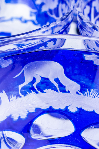 Antique Etched Cobalt Coupe - Set of 10