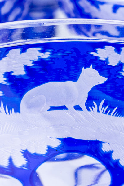 Antique Etched Cobalt Coupe - Set of 10