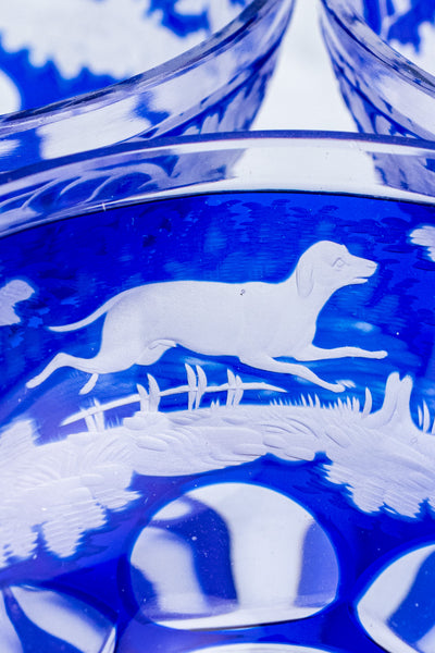 Antique Etched Cobalt Coupe - Set of 10