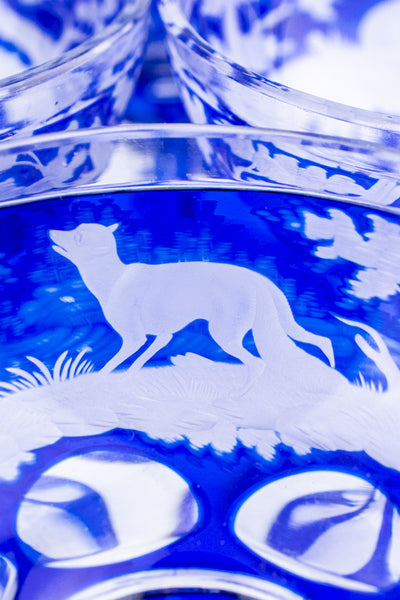 Antique Etched Cobalt Coupe - Set of 10