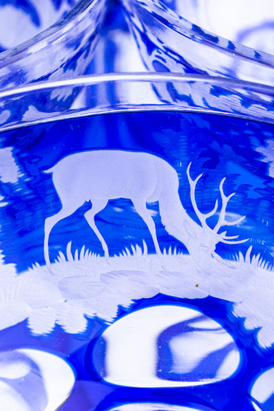 Antique Etched Cobalt Coupe - Set of 10