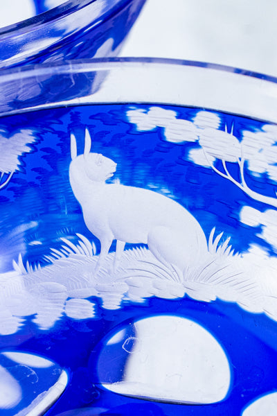 Antique Etched Cobalt Coupe - Set of 10