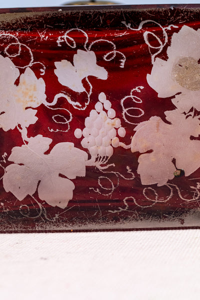 Antique Etched Cranberry Box