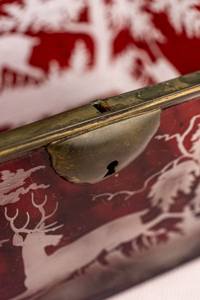 Antique Etched Cranberry Box