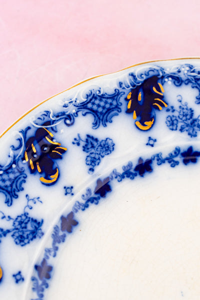 Antique Flow Blue Dinner Plates - Set of 8
