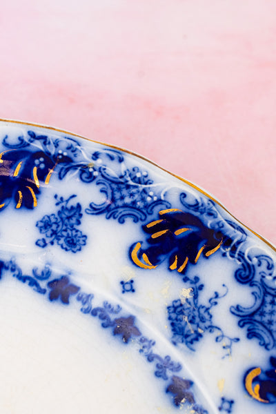 Antique Flow Blue Dinner Plates - Set of 8