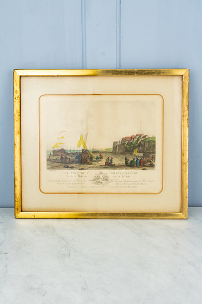 Antique Framed French Port Aquatint