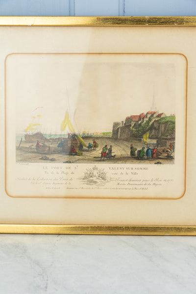 Antique Framed French Port Aquatint