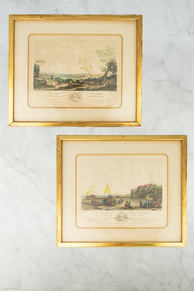 Antique Framed French Port Aquatint