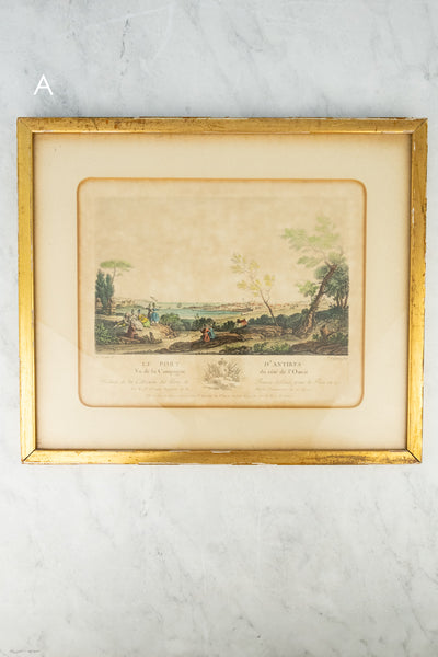 Antique Framed French Port Aquatint