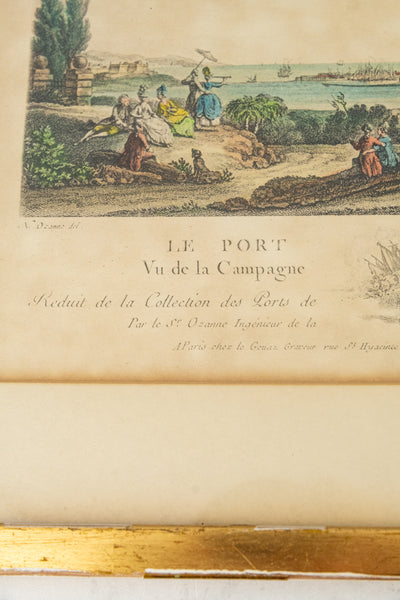 Antique Framed French Port Aquatint