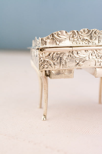 Antique European Silver Miniature Desk