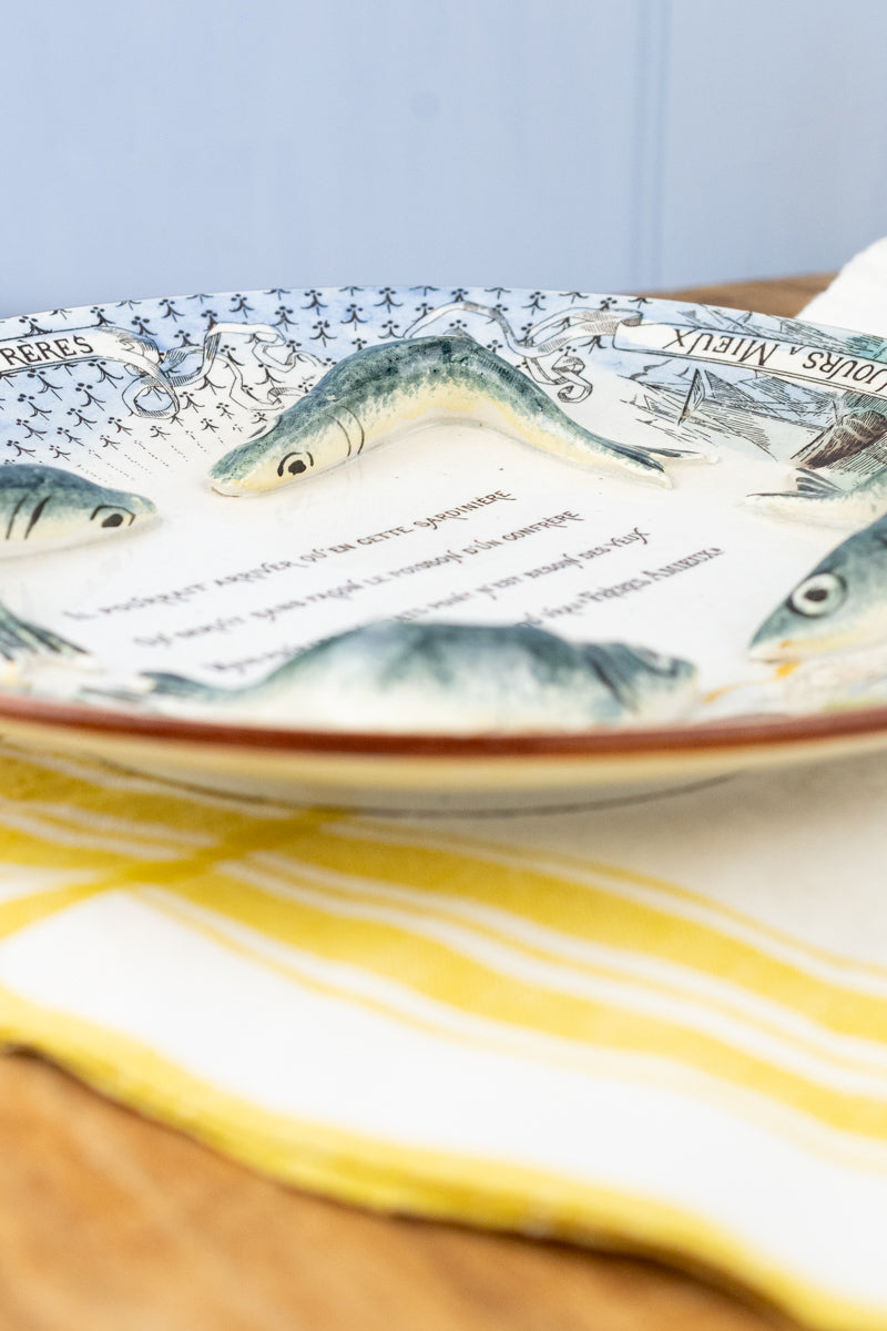 Antique French Amieux Frères Sardine Plate