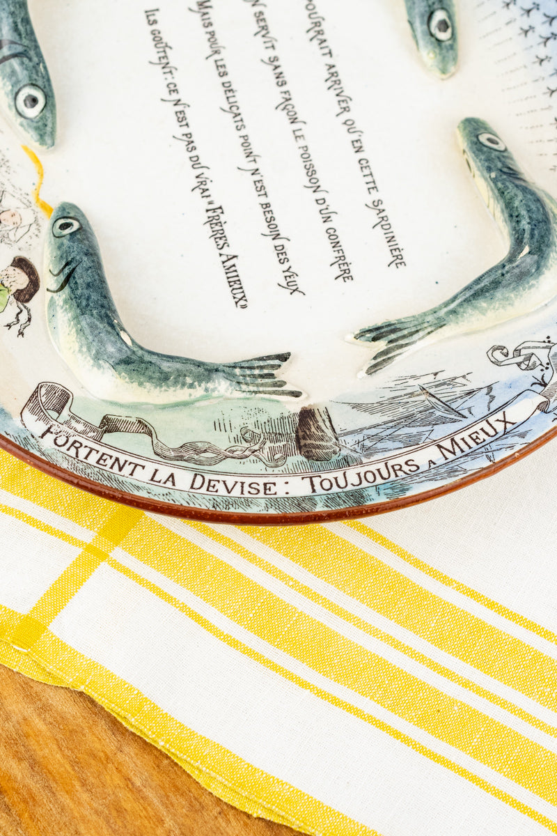 Antique French Amieux Frères Sardine Plate