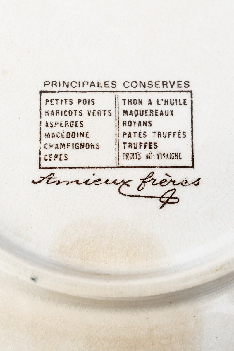 Antique French Amieux Frères Sardine Plate