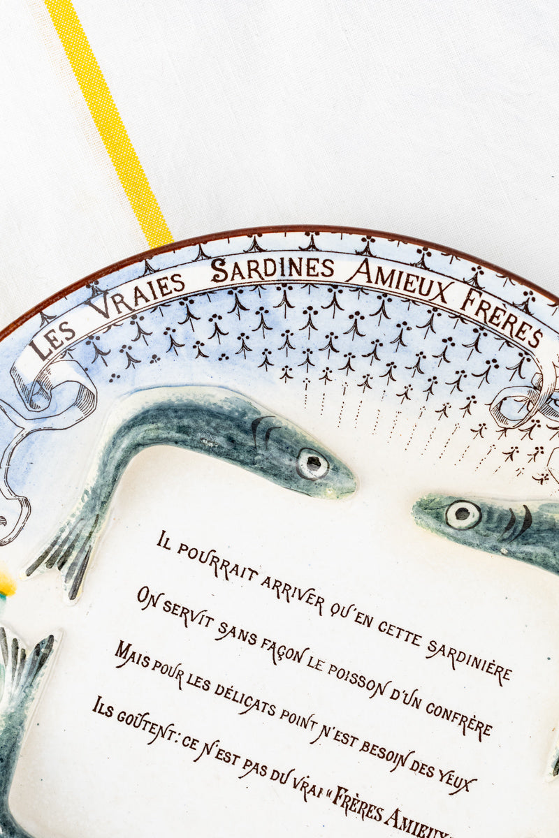 Antique French Amieux Frères Sardine Plate
