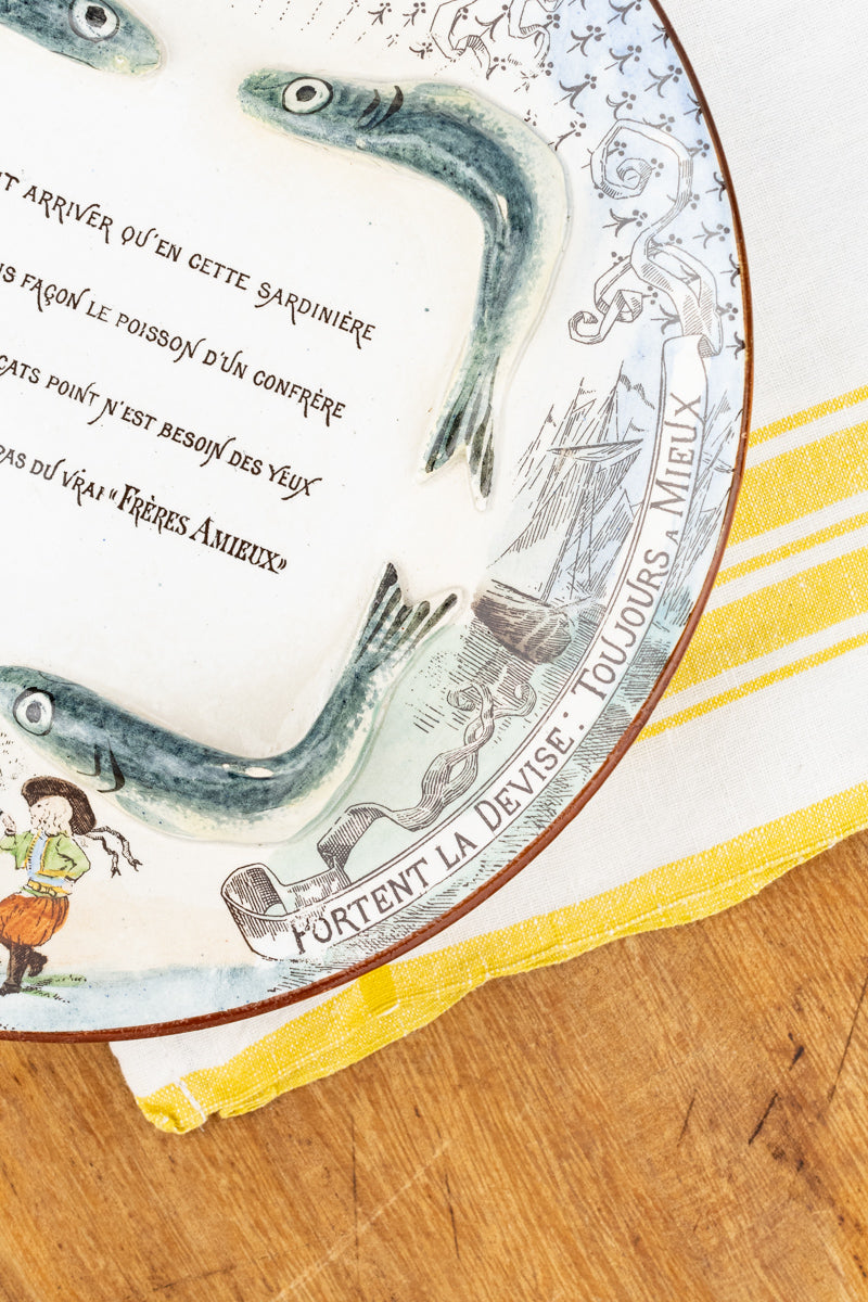 Antique French Amieux Frères Sardine Plate