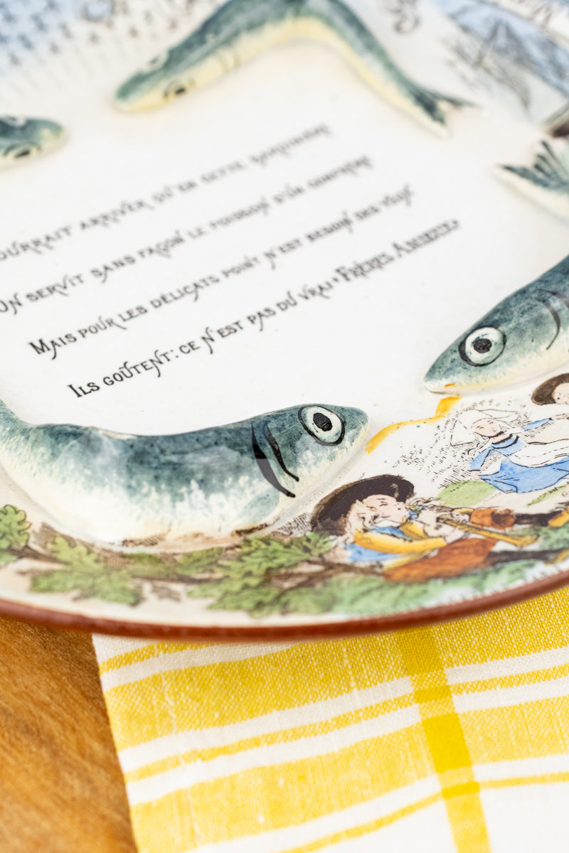 Antique French Amieux Frères Sardine Plate