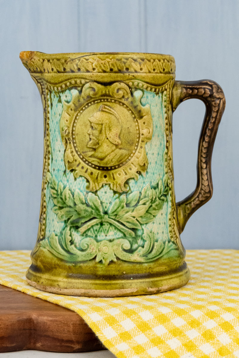 Antique French Barbotine Pitcher, image 1 of 13